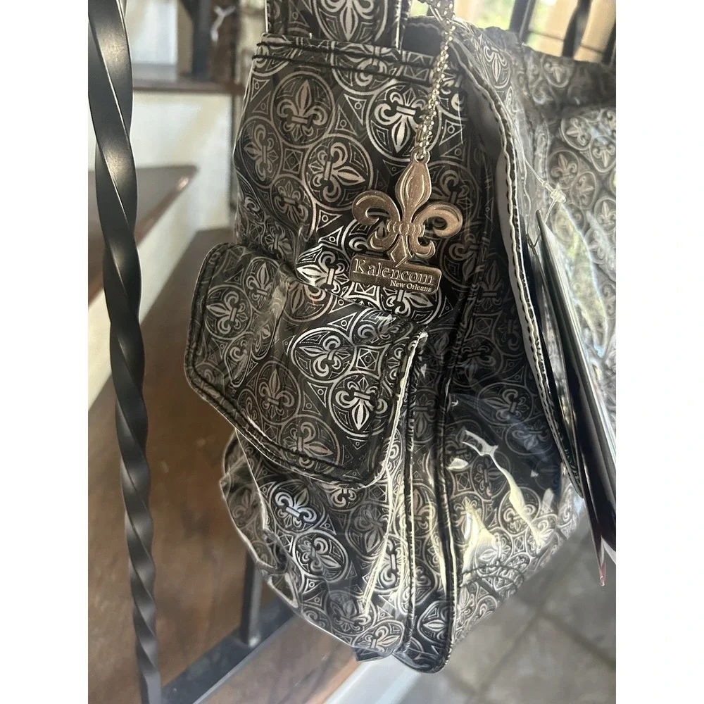 Kalencom New Orleans Diaper Bag Fleur de lis Black/Silver/Gold Eco-friendly